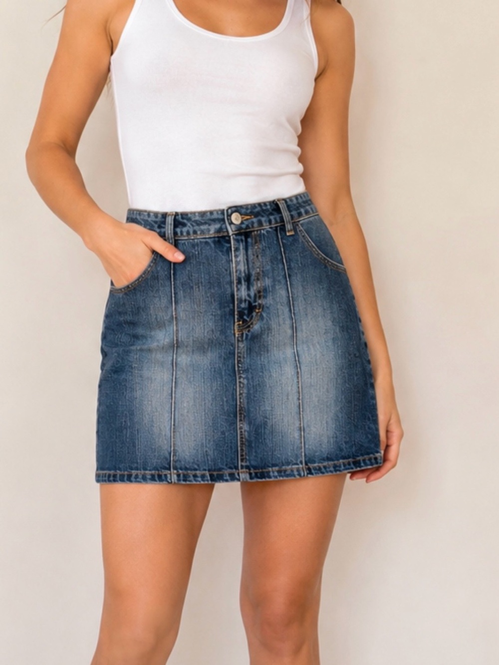 Y2K Tommy Hilfiger Faded Blue Denim Pencil Skirt
